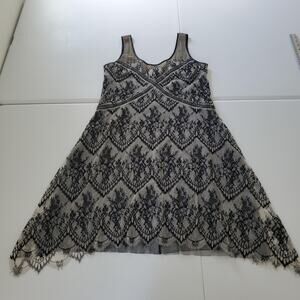 Peruvian Connection Lace Dress Womens 8 Black Sleeveless Scalloped Whimsigoth